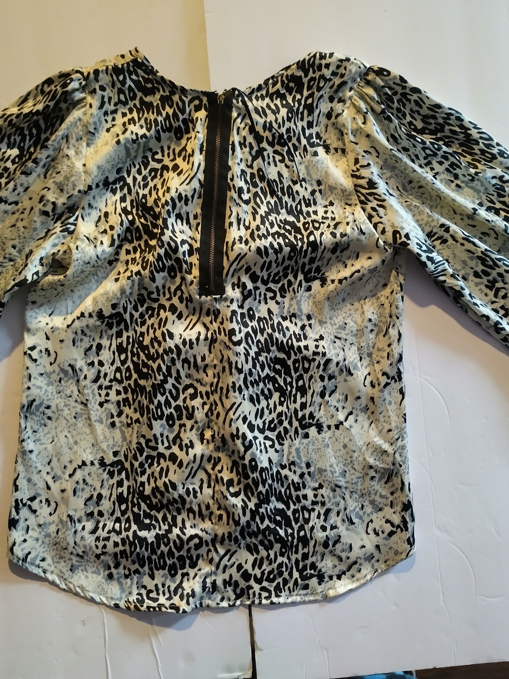 Angie Black and Cream Animal Print Puff Sleeve Blouse